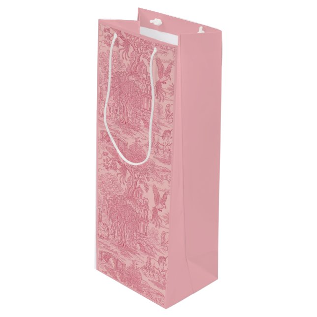 Bolsa Para Vino Elegant Dusty Rose Pink Rococo Revival Toile  (Angulo Anverso)