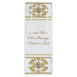 Bolsa Para Vino Elegant Gold Ornamental Border with Diamond Accent