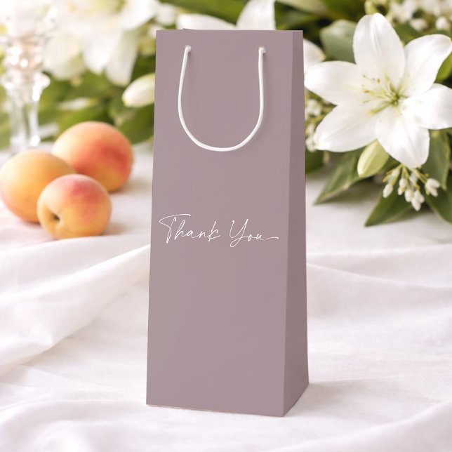 Bolsa Para Vino Elegant Taupe Thank You Gift Bag (Subido por el creador)