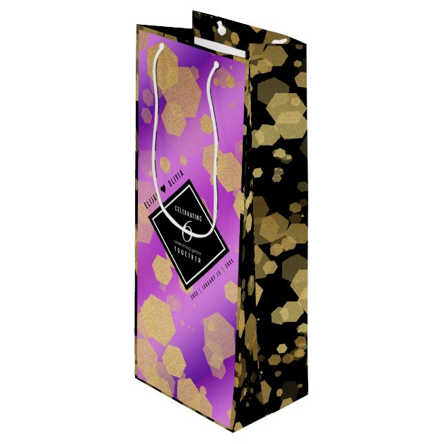 Bolsa Para Vino Elegante 6º Aniversario del Boda Ametista (Angulo Anverso)