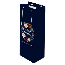 Bolsa Para Vino Elegante acuarela Floral Wreath Felices Fiestas