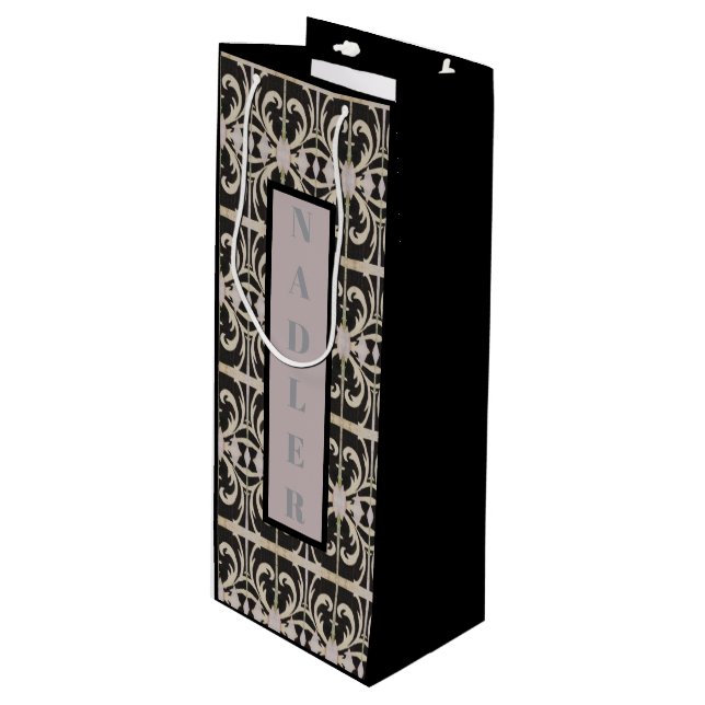 Bolsa Para Vino Elegante blanco-negro (Angulo Anverso)