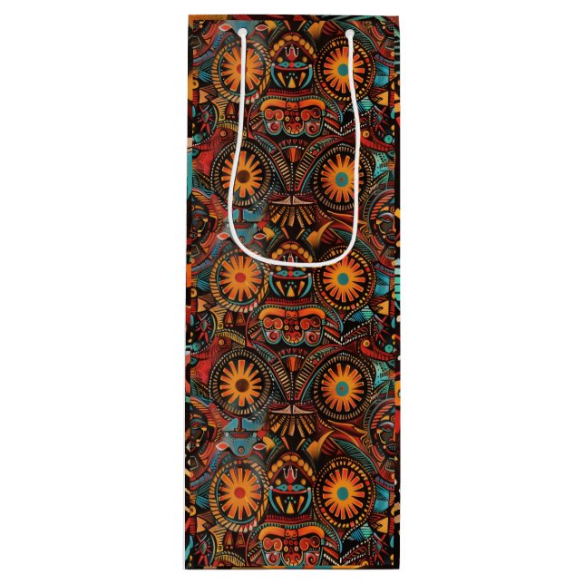 Bolsa Para Vino Elegante Ca De Vino Verde "Impresión Ancestral Inm (Anverso)