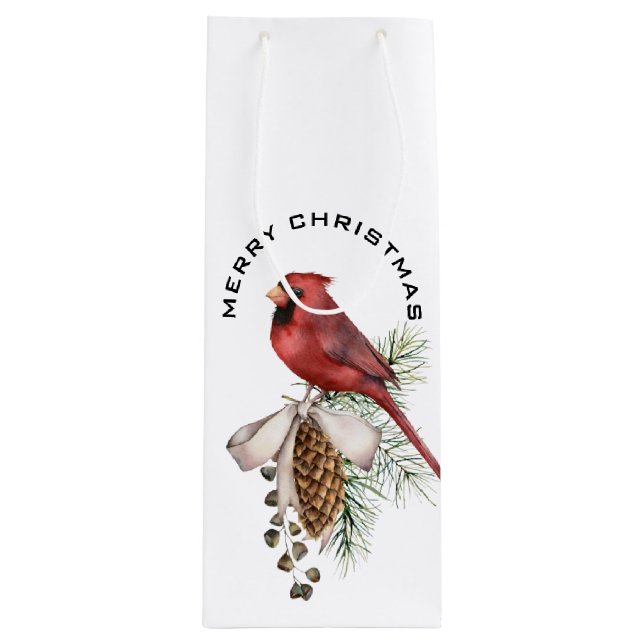 Bolsa Para Vino Elegante cardenal de Navidades hermosos festivos (Anverso)