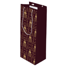 Bolsa Para Vino Elegante Cascanueces Navideño Damask Dorado