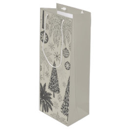 Bolsa Para Vino Elegante Copo de Nieve Invernal Monocromático de N