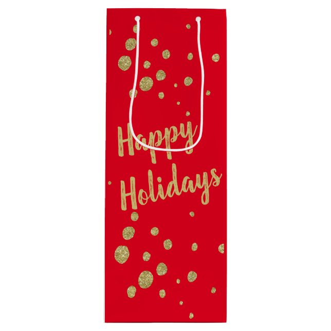 Bolsa Para Vino Elegante mancha de oro Felices vacaciones Regalo d (Anverso)