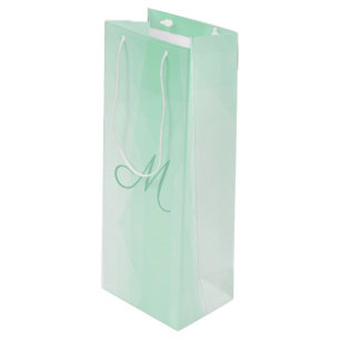 Bolsa Para Vino Elegante Mint Green Monogramado plantilla moderna