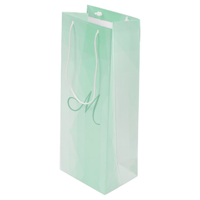 Bolsa Para Vino Elegante Mint Green Monogramado plantilla moderna (Angulo Anverso)