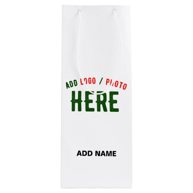 BOLSA PARA VINO ELEGANTE MODERNO PERSONALIZABLE BLANCO VERIFICADO  (Anverso)