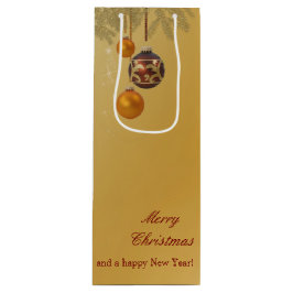 Bolsa Para Vino Elegante Navidad Dorada