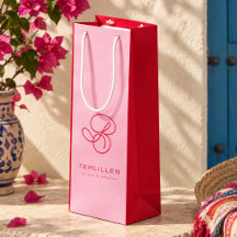 Elegante nombre con monograma en escritura rosa y 