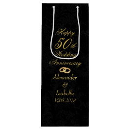 Bolsa Para Vino Elegante oro en el 50° aniversario de Boda negro