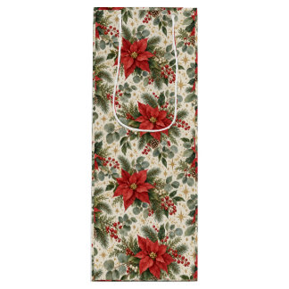 Bolsa Para Vino Elegante patrón de Navidad con Poinsettia