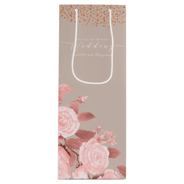 Bolsa Para Vino Elegante Rosa de Moda Boda (Anverso)