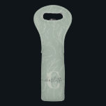 Bolsa Para Vino Elegante Rústico Sage Green Botánico Floral Nombre<br><div class="desc">Bolsa de vino con nombre floral verde verde azulado y estilo</div>