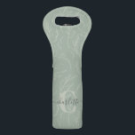 Bolsa Para Vino Elegante Rústico Sage Green Botánico Floral Nombre<br><div class="desc">Bolsa de vino con nombre floral verde verde azulado y estilo</div>