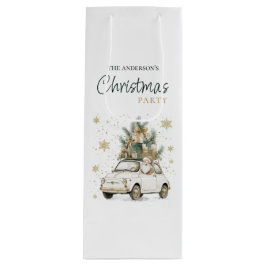 Bolsa Para Vino Elegante Santa de Acuarela Fiesta de Navidad 