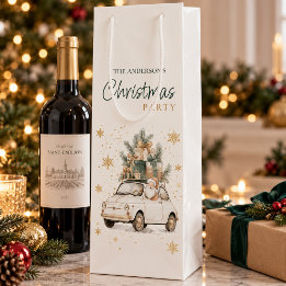 Bolsa Para Vino Elegante Santa de Acuarela Fiesta de Navidad