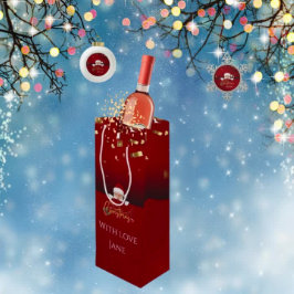 Bolsa Para Vino Elegante y personalizado Papá Noel Feliz Navidad