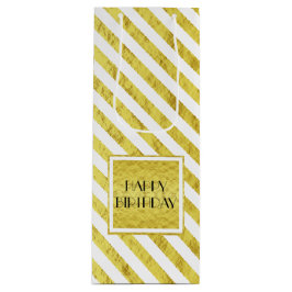 Bolsa Para Vino Elegantes bandas de oro Feliz cumpleaños