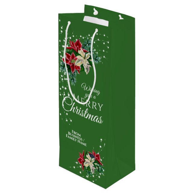 Bolsa Para Vino Elegantes Navidades de negocios Poinsettia Floral (Angulo reverso)