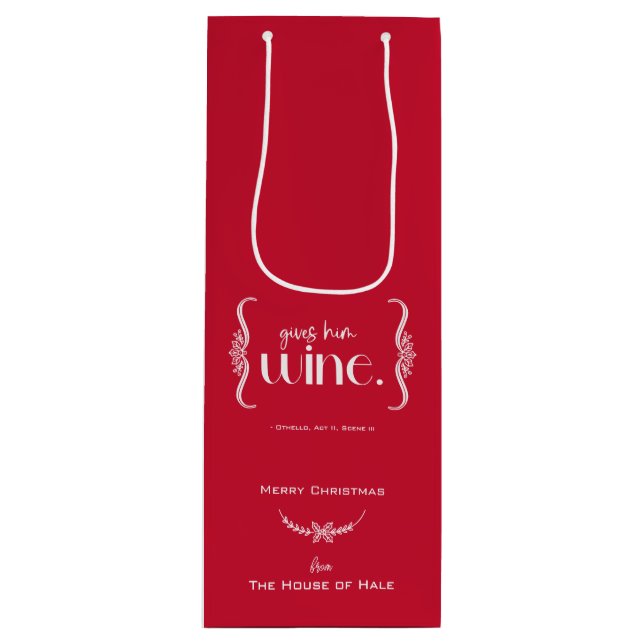Bolsa Para Vino Elegantes Navidades "Le da vino" Shakespeare (Anverso)