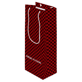Bolsa Para Vino Encantador patrón de cuadros de búfalo rojo negro 