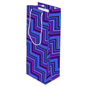 Bolsa Para Vino Escaleras de rayas azules y violetas