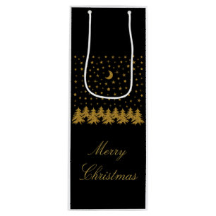 Bolsa Para Vino Espeluznante árbol de Navidad dorado, luna, estrel