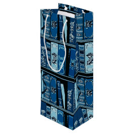 Bolsa Para Vino Estantes de libros azules libros antiguos