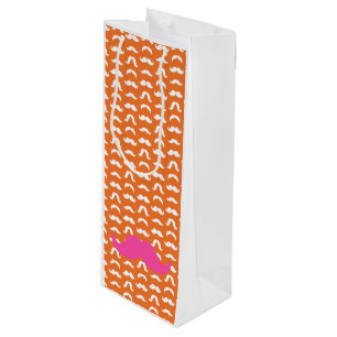 Bolsa Para Vino Estilos de bigote Patrón Naranja Preppy Diversión