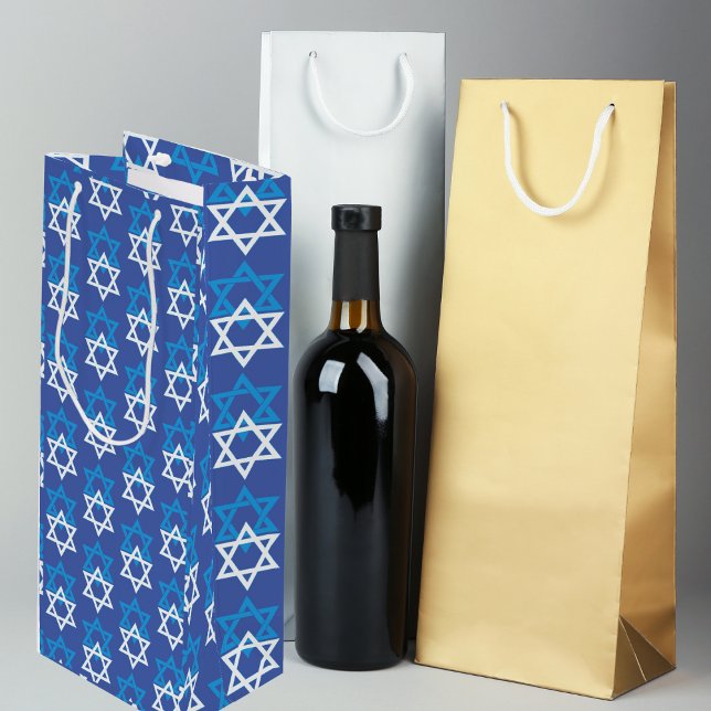 Bolsa Para Vino Estrella azul/blanca de David Pattern (Wine Gift Bag for Hannukah)