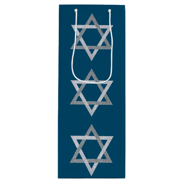 Bolsa Para Vino Estrella de David Hanukkah Purpurina (Anverso)