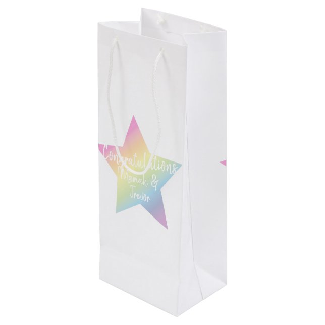 Bolsa Para Vino Estrella del arcoiris Pastel Baby Shower (Angulo reverso)
