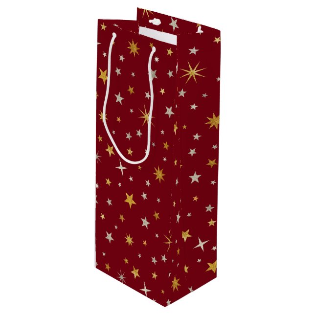 Bolsa Para Vino Estrella elegante de Navidades rojos dorados de Mo (Angulo Anverso)