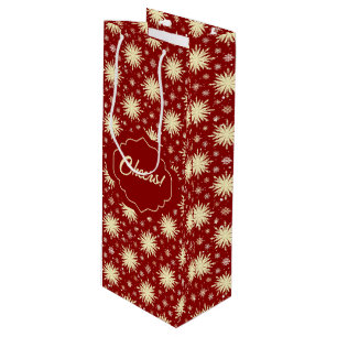 Bolsa Para Vino Estrellas amarillas y fondo rojo