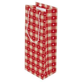 Bolsa Para Vino Estrellas Blancas Gingham Vacaciones Campestres