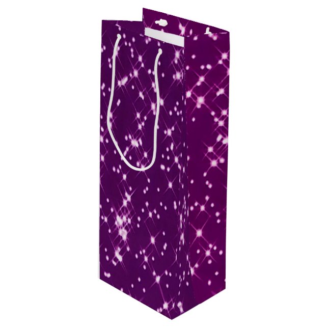 Bolsa Para Vino Estrellas de purpurina púrpura (Angulo Anverso)