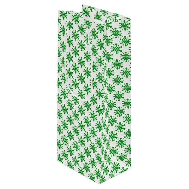 Bolsa Para Vino Estrellas punteadas verdes sobre blanco (Angulo Anverso)