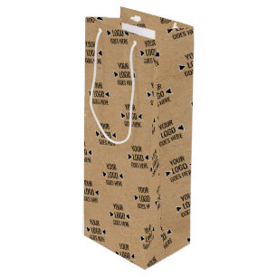 Bolsa Para Vino Fácil patrón de logotipo personalizado Kraft marró