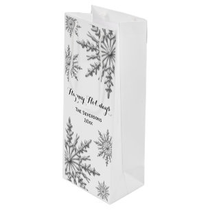 Bolsa Para Vino Falsos copos de nieve de plata del invierno buenas