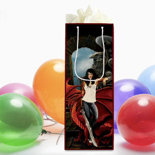 Bolsa Para Vino Fantasía urbana del dragón rojo