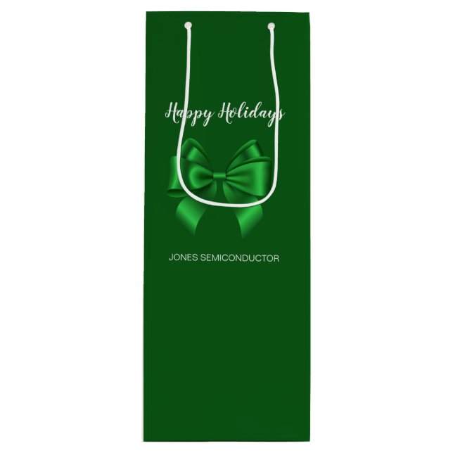 Bolsa Para Vino Felices Fiestas Elegantes Verdes (Anverso)
