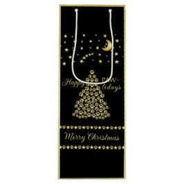 Bolsa Para Vino Felices Pawlidays, árbol de navidad Gold brillante