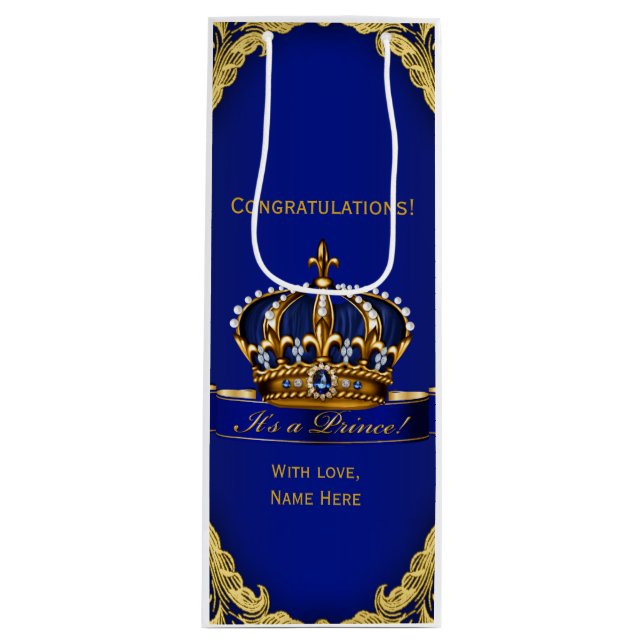 Bolsa Para Vino Felicitaciones a tu Recién nacido Boy Prince (Anverso)