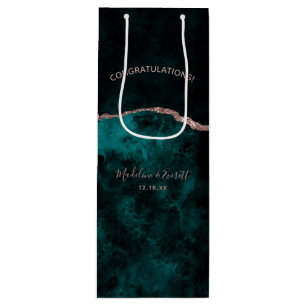 Bolsa Para Vino Felicitaciones al Peacock Green y al Relieve metal