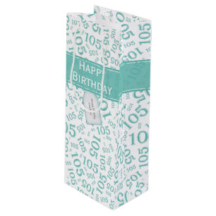 Bolsa Para Vino Feliz 105º Nacimiento Verde azulado Patrón de núme