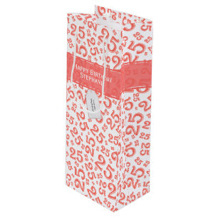 Bolsa Para Vino Feliz 25 cumpleaños número al azar patrón de coral