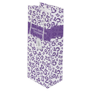 Bolsa Para Vino Feliz 25 cumpleaños número al azar patrón púrpura